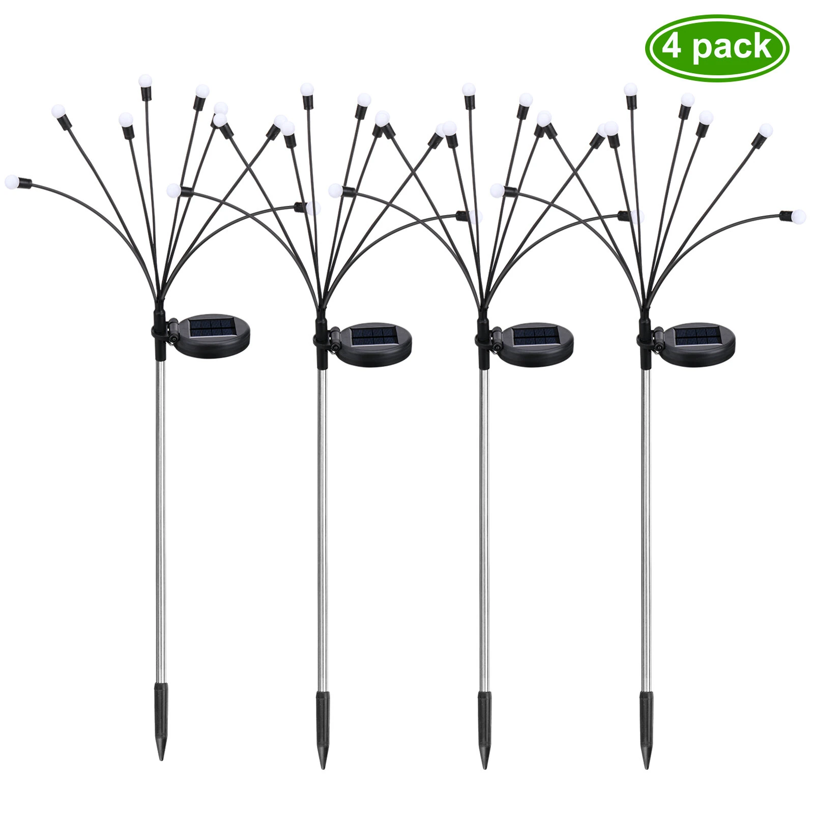 (image for) 4pcs ThorFire Solar Swaying Light 8 Head 2 Modes Rechargeable Garden Lights Landscape Lighting Solar Powered IP65 Waterproof Outdoor Light Wind-Driven Swing Warm Light for Patio Pathway Yard 